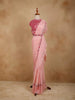 Light Pink Crushed Georgette Saree with Plain Body Paired with Designer Blouse and Waist Belt