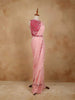 Light Pink Crushed Georgette Saree with Plain Body Paired with Designer Blouse and Waist Belt