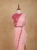 Light Pink Crushed Georgette Saree with Plain Body Paired with Designer Blouse and Waist Belt