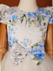 Off White Satin with Net Frock Adorned with Floral Prints and attached Bow - Diadem