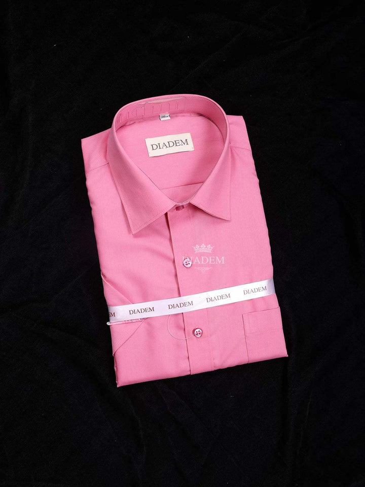 Pink Cotton Plain Half Sleeve Formal Shirt - Diadem