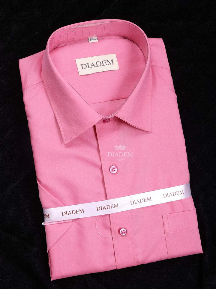 Pink Cotton Plain Half Sleeve Formal Shirt - Diadem