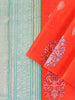 Red Pure Kanchipuram Bridal Silk Saree with Floral Motif on the body Without Border