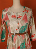 Ivory Cotton Maxi Dress for Girls Adorned with Floral Prints and Waist Belt - Diadem