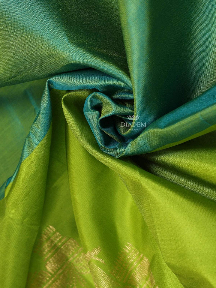 Light Green Soft Silk Saree with Plain Body Design on the Body and without Border - Diadem