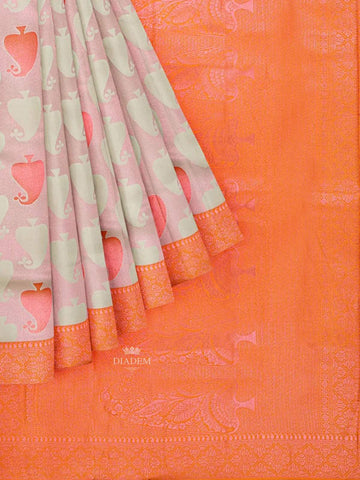 Pink Art Silk Saree with Zari Butta on the body and Contrast Zari Border - Diadem