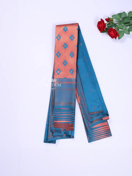 Peach Arani Silk Saree with Zari Butta on the body and Contrast Zari Border - Diadem