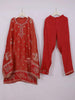 Red Semi Tissue Straight Cut Salwar Suit for Women with Floral Embroidery and Mirrorwork, paired with Dupatta - Diadem