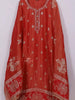 Red Semi Tissue Straight Cut Salwar Suit for Women with Floral Embroidery and Mirrorwork, paired with Dupatta - Diadem