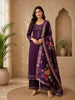 Purple Floral Designed Semi Silk Salwar Suit