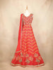 Red Pink Partywear Gown with Sequins and Embroidery