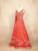 Red Pink Partywear Gown with Sequins and Embroidery