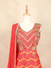Red Pink Partywear Gown with Sequins and Embroidery