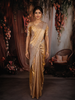 Champagne Gold Geometric Zari Woven Design Pure Kanchipuram Silk Saree with Zari Border