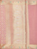 Pink Art Silk Saree with geometric Design on the Body with Paisley Design Border - Diadem