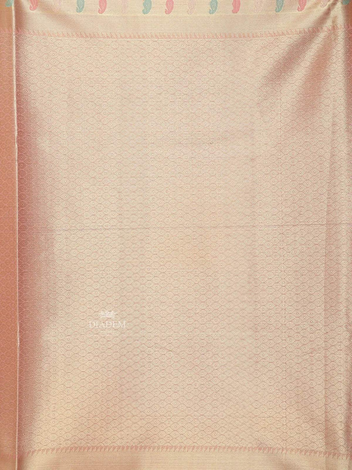 Pink Art Silk Saree with geometric Design on the Body with Paisley Design Border - Diadem