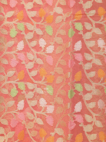 Pink Art Silk Saree with Vine leaf Motif on the Body with Designed Border - Diadem