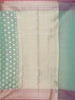 Teal Blue Art Silk Saree with Diagonal Floral Design on the Body with Zari Border