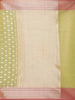 Green Art Silk Saree with Diagonal Floral Design on the Body with Zari Border