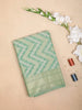 Light Green Art Silk Saree with Chevron Design on the Body with Zari Border