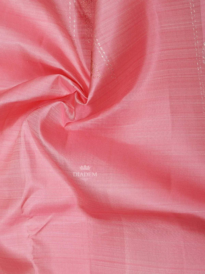 Light Pink Pure Kanchipuram Silk Saree with Butterfly Motif on the Body with Zari Border - Diadem