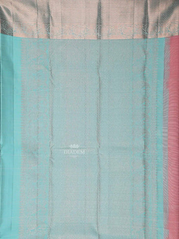 Light Pink Pure Kanchipuram Silk Saree with Butterfly Motif on the Body with Zari Border - Diadem