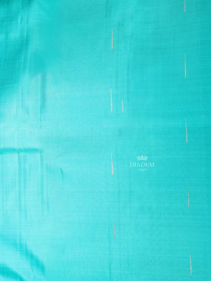 Sky Blue Pure Kanchipuram Bridal Silk Saree with Rain Drop Motif on the Body with Contrast Border - Diadem