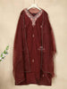 Maroon Crepe Straight Cut Salwar Suit for Girls Adorned with Thread work and Flower Design, Paired with Dupatta - Diadem