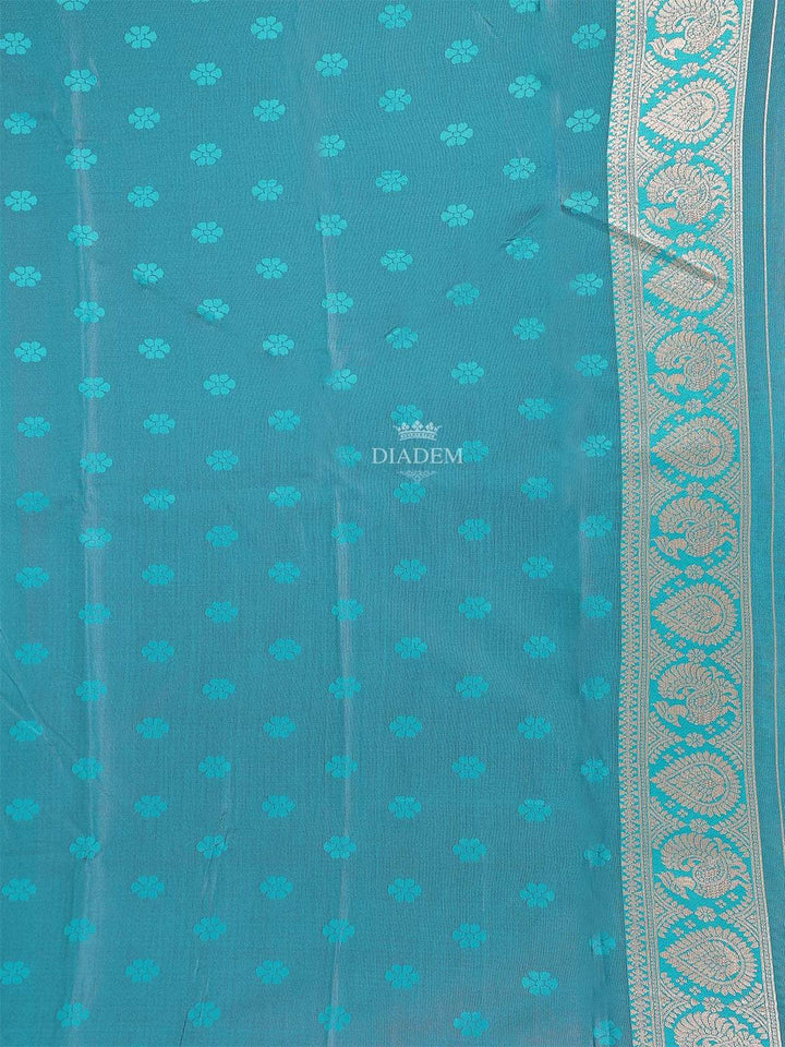 Violet Semi Banarasi Saree with Geometric Design on the Body with Designed Border - Diadem