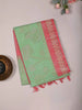Green Semi Tussar Silk Saree with Floral Design on the Body with Border