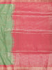 Green Semi Tussar Silk Saree with Floral Design on the Body with Border