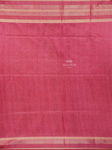 Peach Semi Tussar Silk Saree with Floral Design on the Body with Contrast Border - Diadem