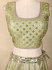 Sage Green Mirror Work Banarasi Silk Lehenga Set with Dupatta