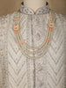 Cream Floral Embroidered Cotton Sherwani Suit - Diadem