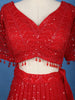 Red Sequins Embroidered Net Lehenga for Bridesmaids