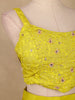 Mustard Yellow Floral Sequins Embroidery Palazzo Suit - Diadem