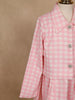 White and Pink Checkered Cotton Blend Skirt and Top Set