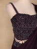 Dark Red Embroidery Crepe Ready To Wear Saree with Designer Blouse - Diadem