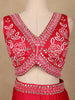 Vibrant Red Sequin Embellished Georgette Crop Top with Draped Skirt - Diadem