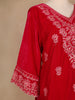 Red Floral Designed Velvet Co Ord Salwar Suit - Diadem
