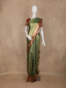 Green with Golden Sheen  Floral Design Semi Tissue Silk Saree