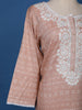 Peach Floral Designed Cotton Kurti - Diadem
