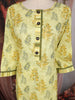 Lime Green Floral Printed Cotton Salwar Suit with Dupatta