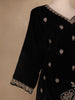 Black Floral Designed Velvet Co Ord Salwar Suit - Diadem