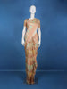 Peach Pastel Geometric Design Semi Tissue Saree