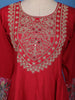 Deep Red Floral Embroidered Cotton Salwar Suit - Diadem