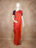 Coral Red Checked Zari Woven Kanchipuram Silk Saree