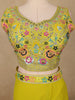 Lime Yellow Floral Sequins Embroidery Palazzo Suit - Diadem