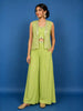 Pista Green Floral Embroidered Georgette Palazzo Suit