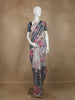 Ivory with Blue Stripes and Floral Printed Organza Designer Saree - Diadem